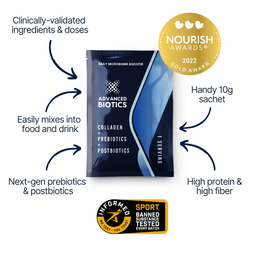Advanced Biotics combines the very best clinically validated ingredients into a single easy-to-use supplement that is designed to power up the ecosystem of bacteria and other micro-organisms that live inside your gut.